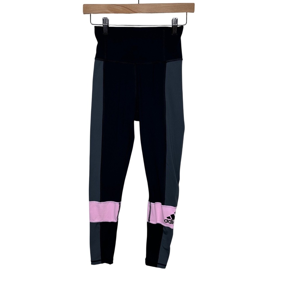 Adidas Women's Design 2 Move Color Block High Rise Leggings size XS Black/Pink